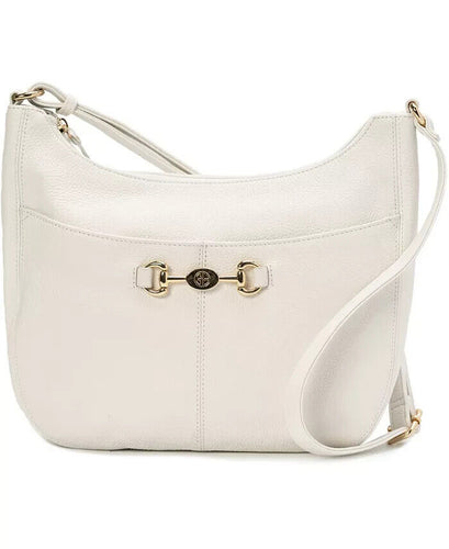 Giani Bernini Horsebit-Detail Leather Hobo White