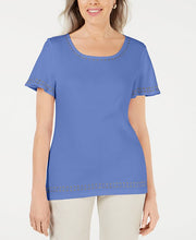 Karen Scott Short Sleeve Grommet Scoop Neck Top