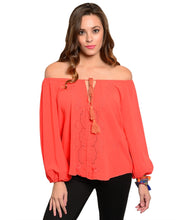 LLove Womens Off-the-Shoulder Blouse Red