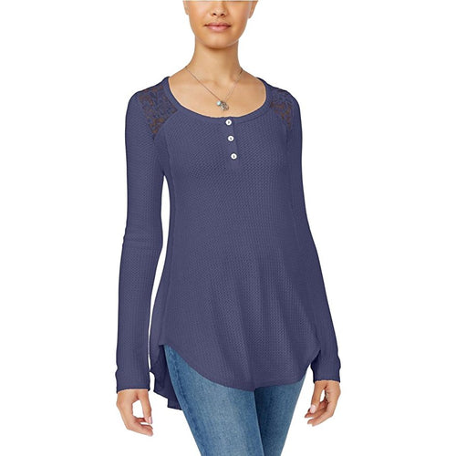 American Rag Juniors Lace Contrast Henley Coastal Fjord