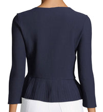 Emporio Armani Women's Blue Navy Mesh Ribbed Peplum Jacket