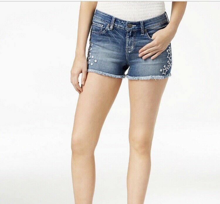 Juniors blue cheap jean shorts