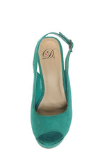 My Delicious Loco Teal Slingback Platform Wedges Size 7.5