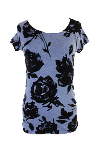 Inc International Concepts New Blue Floral-Print Top Size M