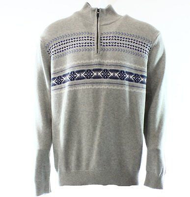 Nautica Frost Pattern Quarter Zip Sweater Grey Heather Medium