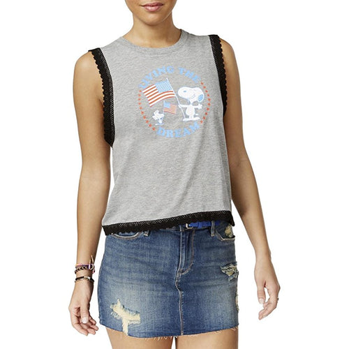 Peanuts Juniors Crochet Trim Graphic Tank Top