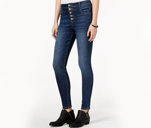 Tinseltown Juniors High-Waist Five-Button Skinny Jeans 1